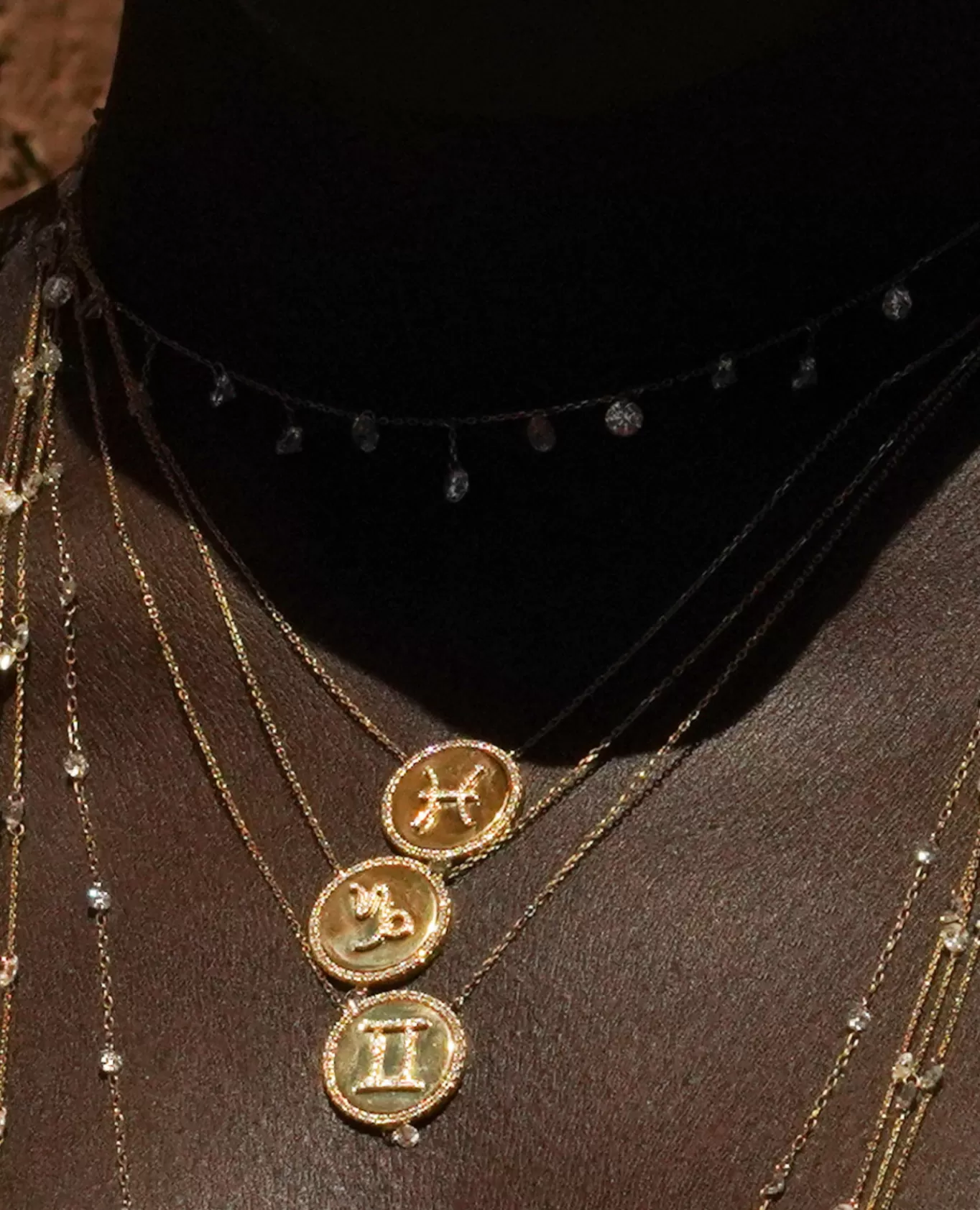 Store Persée Paris Collier Céleste Médaillon Pavé diamant Signe Capricorne
