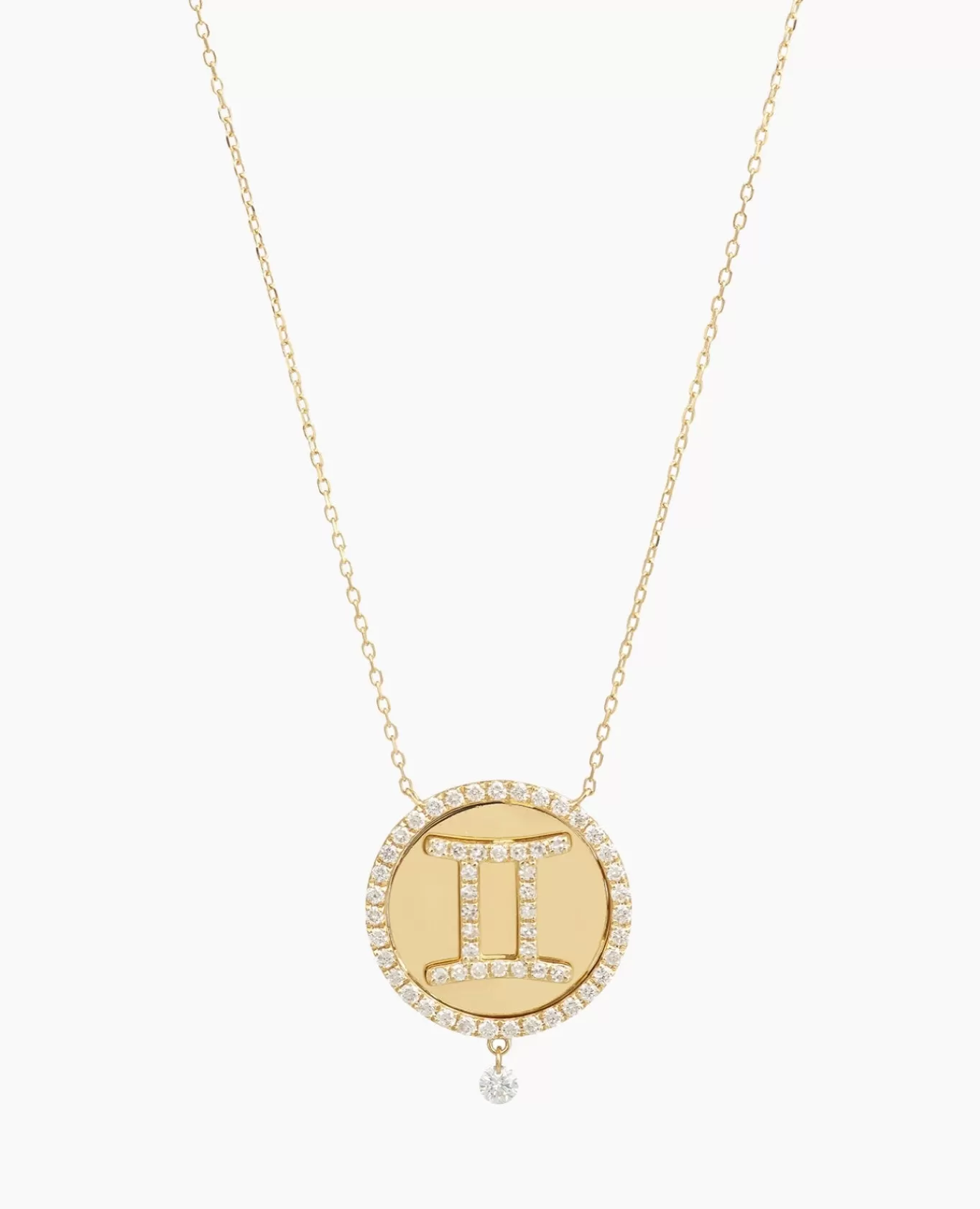 Store Persée Paris Collier Céleste Médaillon Pavé diamant Signe Gémeaux